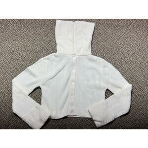 Forever 21 Vanilla (white), ribbed knit, button-down Cropped cardigan Women’s XL